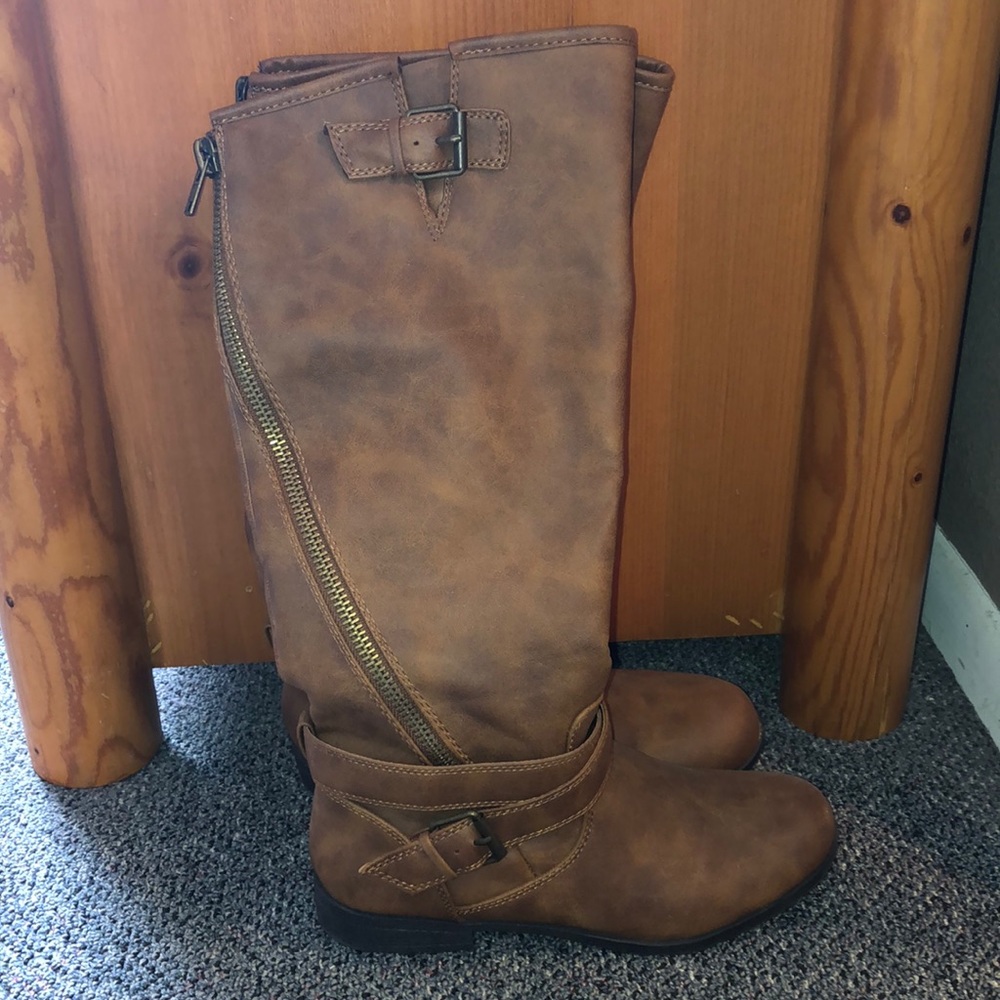 Brown knee high boots
